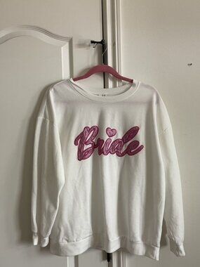 White & Pink Bride Crewneck from David's Bridal / Size 1X